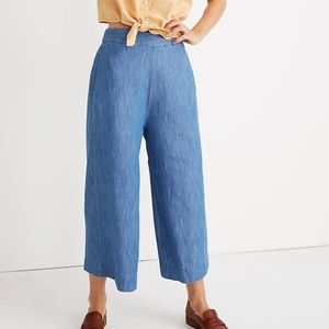 Madewell Chambray Pull-On Crop Pants